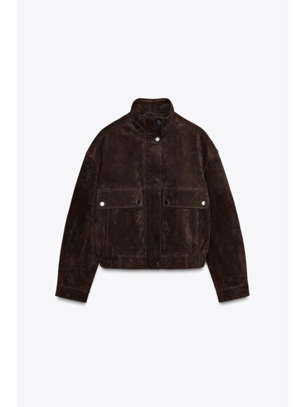 Zara Womens Leather Suede Bomber Jacket Coat Large L Brown 3046/258 NWT - Picture 3 of 15